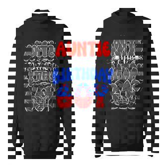 Auntie Of The Birthday Boy Costume Spider Web Birthday Party Sweatshirt - Thegiftio