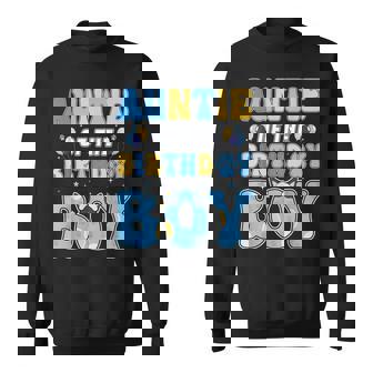 Auntie Of The Birthday Boy Family Blue Dog Birthday Party Sweatshirt | Seseable UK