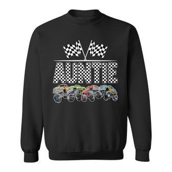 Auntie Retro Monster Truck Family Birthday Matching Sweatshirt - Thegiftio