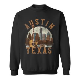 Austin Texas Tx Guitar Skyline Sweatshirt - Thegiftio UK