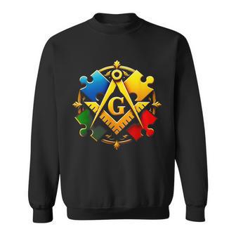Autism Awareness Freemason Masonic Lodge Mason Puzzle Sweatshirt - Monsterry