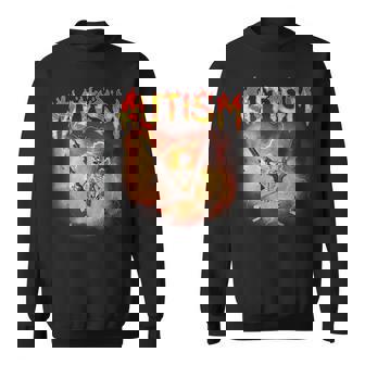 Autistic Meme Skeleton Fire Autism Awareness Vintage Sweatshirt - Monsterry