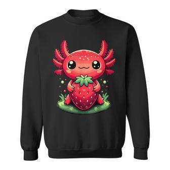 Axolotls Cute Strawberry Summer Fruit Lover Kawaii Axolotl Sweatshirt - Monsterry