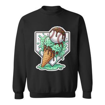 Baseball Boys Ice Cream Drip Baseball Boys Youth Mint Choco Sweatshirt - Thegiftio UK