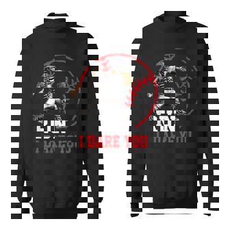 Baseball Catcher Run I Dare You Throwing Action Sweatshirt - Monsterry