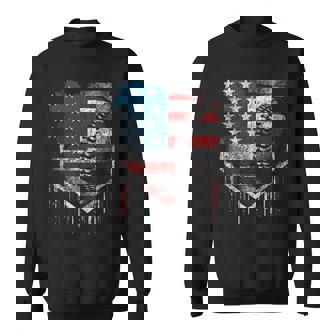 Baseball Dripping Retro American Flag Sweatshirt - Monsterry