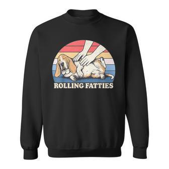 Basset Hound Rolling Fatties Pun Joke Dog Lover Sweatshirt | Seseable UK