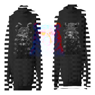 Bear Wearing Sunglasses Wildlife Animal Lover Forest Sunset Sweatshirt | Seseable CA