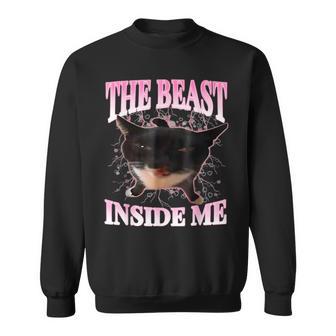 The Beast Inside Me Cat Humor Cute Silly Cat Meme Sweatshirt - Thegiftio UK
