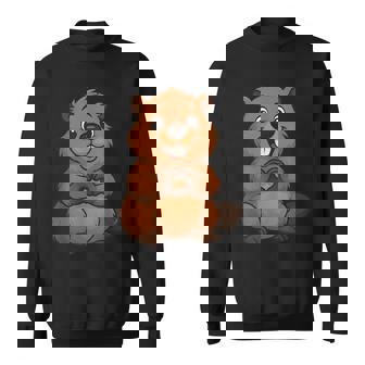 Beaver With Heart Sweet Beaver Motif With Heart Symbol Sweatshirt | Seseable CA