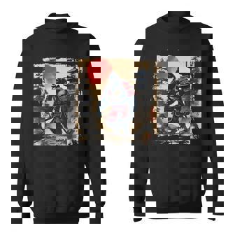 Big Foot Samurai Japanese Sunset Graphic Vintage Sweatshirt - Monsterry