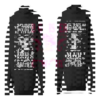 Big Sister Of The Birthday Cowgirl Pink Disco Rodeo Western Sweatshirt | Mazezy