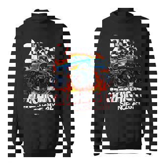 Birthday Monster Truck 2 Year Old Boys 2Nd Party Born 2024 Sweatshirt - Monsterry