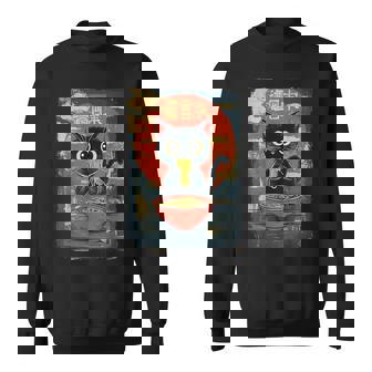 Black Cat Eating Ramen Vintage Sweatshirt | Mazezy