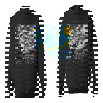Black Cats Lover Starry Night Van Gogh Sweatshirt - Thegiftio