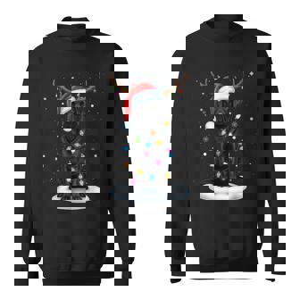 Black Lab Labrador Christmas Dog Reindeer Lights Pajama Xmas Sweatshirt | Mazezy