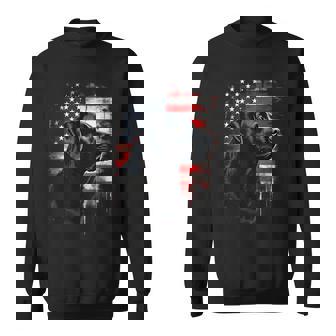 Black Lab Patriotic American Flag Black Labrador Lovers Sweatshirt - Monsterry