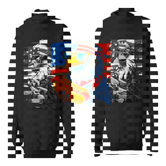 Blad Eagle With American Flag And Hotdog For 4Th Of July Sweatshirt - Thegiftio