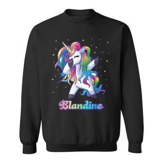 Blandine Dabbing Licorne Arc-En-Ciel Nom Personnalisé Sweater e - Cadeauxyz