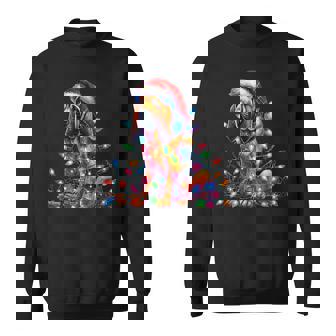 Bloodhound Christmas Lights Santa Hat Dog Lover For Women Sweatshirt - Thegiftio