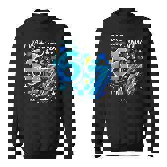 Blue Checkered I Was 6 Now I'm 7 67 Birthday Boy Sweatshirt | Mazezy