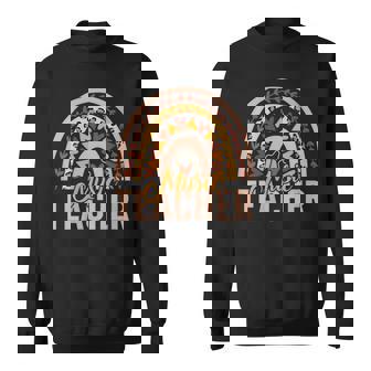 Boho Rainbow Leopard Print Hearts Music Teacher Appreciation Sweatshirt Unisex | Mazezy