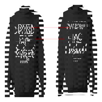 Boyfriend Fiancé Husband Just Married Est 2025 Groom Wedding Sweatshirt - Thegiftio