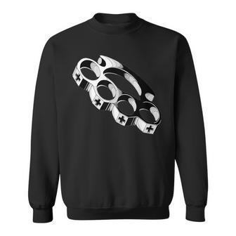 Brass Knuckles Blackwork Tattoo Flash Sweatshirt - Thegiftio UK