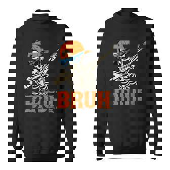 Bruh Spooky Dabbing Skeleton Halloween Custome For Boys Men Sweatshirt | Mazezy