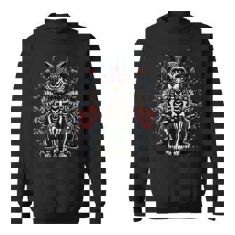 Cat Dia De Los Muertos Black Cat Halloween Grumpy Black Cat Sweatshirt | Mazezy