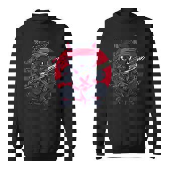 Cat Ninja Samurai Japan Japanese Flag Kawaii Graphic Sweatshirt - Monsterry