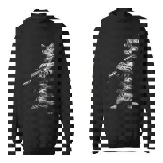 Cat Playing Flute For Cat Lover Cat Mom Cat Dad Sweatshirt Unisex | Mazezy