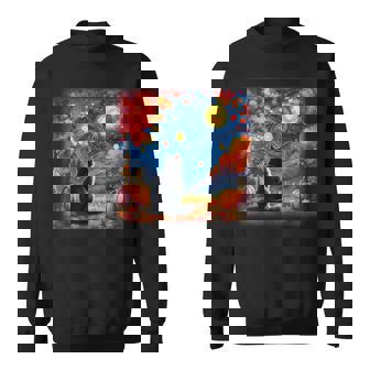 Cat Starry Night Van Gogh Cat Lover Thanksgiving Fall Autumn Sweatshirt - Thegiftio