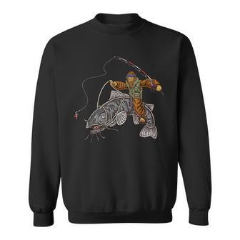 Catfishing Bigfoot Hunting Catfishermen Small Black Sweatshirt - Thegiftio UK