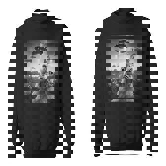 Chicken Rooster Selfie Chicken With Ufos Weird Aliens Sweatshirt - Monsterry