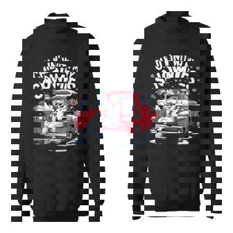 Chillin With My Snowmies Pickup Truck Snowman Christmas Sweatshirt - Monsterry