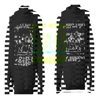 Chillin With My Zombies Halloween Group Friend Costume Sweatshirt - Monsterry