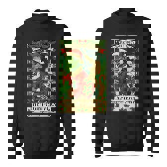 Christmas Frankenstein And Bride The Lovers Tarot Card Sweatshirt - Monsterry