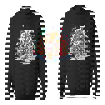 Christmas Gingerbread House Candy Cane X-Mas Pajamas Party Sweatshirt | Mazezy