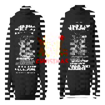 This Is My Christmas Pajama Santa Cat Light Xmas Sweatshirt | Mazezy