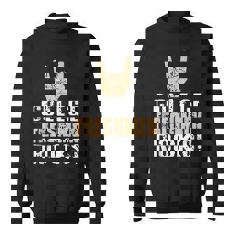 College Freshman Rocker Hand Statement Tank Top Sweatshirt Unisex | Mazezy