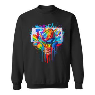 Colorful Basketball Ball Tie Dye Splatter Slam Dunk Hoop Net Sweatshirt - Monsterry