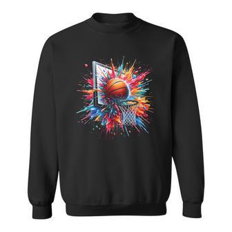 Colorful Basketball Tie Dye Color Splash Hoop Net Dunk Sweatshirt - Thegiftio