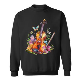 Colorful Violin With Flowers I Violin Sweatshirt - Thegiftio UK