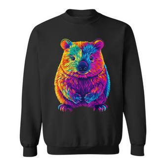 Colorful Wombat Lover Cute Australian Animals Black Sweatshirt - Thegiftio UK