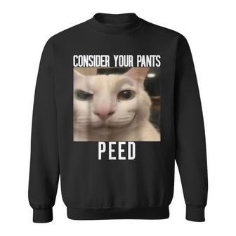 Consider Your Pants Peed Weird Cat Meme Memes Brainrot Sweatshirt - Monsterry