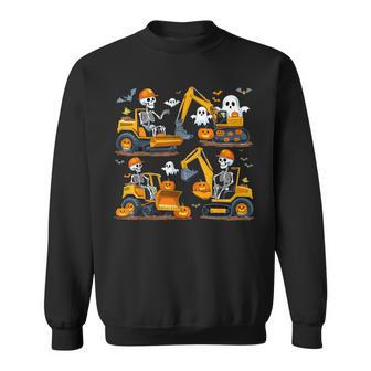 Construction Trucks Halloween Costume Spooky Excavator Ghost Sweatshirt - Thegiftio UK