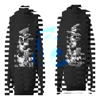 Cool Blue Jay Bird Wearing Sunglasses Animal Lover Sweatshirt | Mazezy