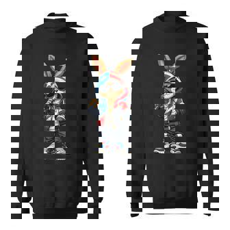 Cool Bunny Puerto Rican Flag Music Lovers Sweatshirt | Seseable UK