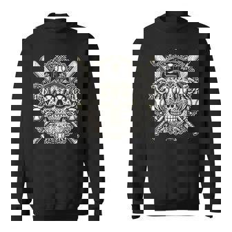 Cool Latino Mexican Sugar Skull Baseball Halloween Baseball Sweatshirt Unisex | Mazezy